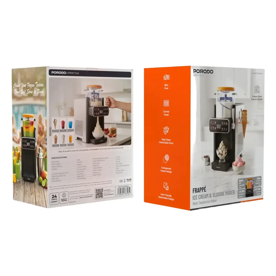 PORODO LIFESTYLE FRAPPE ICE CREAM AND SLUSHIE MAKER 1.2L MAX BLACK-ORANGE PDLFST2506BKOG thumbnail 4
