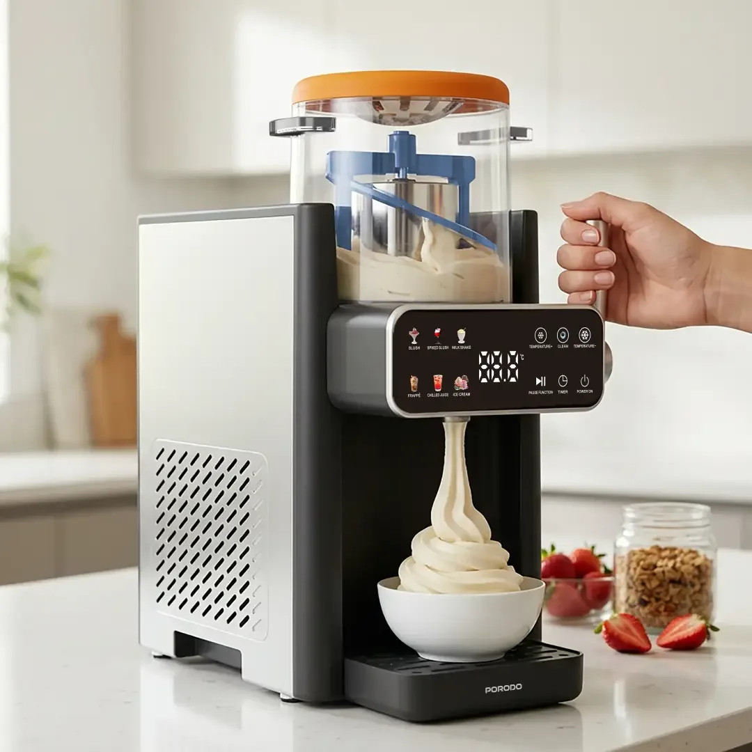 PORODO LIFESTYLE FRAPPE ICE CREAM AND SLUSHIE MAKER 1.2L MAX BLACK-ORANGE PDLFST2506BKOG thumbnail 2