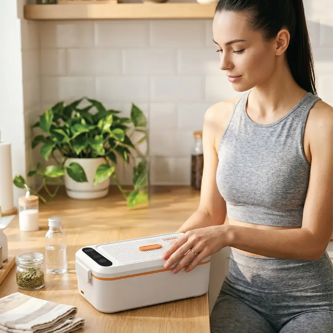 PORODO LIFESTYLE LITE LUNCH ELECTRIC HEATED LUNCH BOX WHITE-ORANGE PDLFSTDA01WHOG thumbnail 2