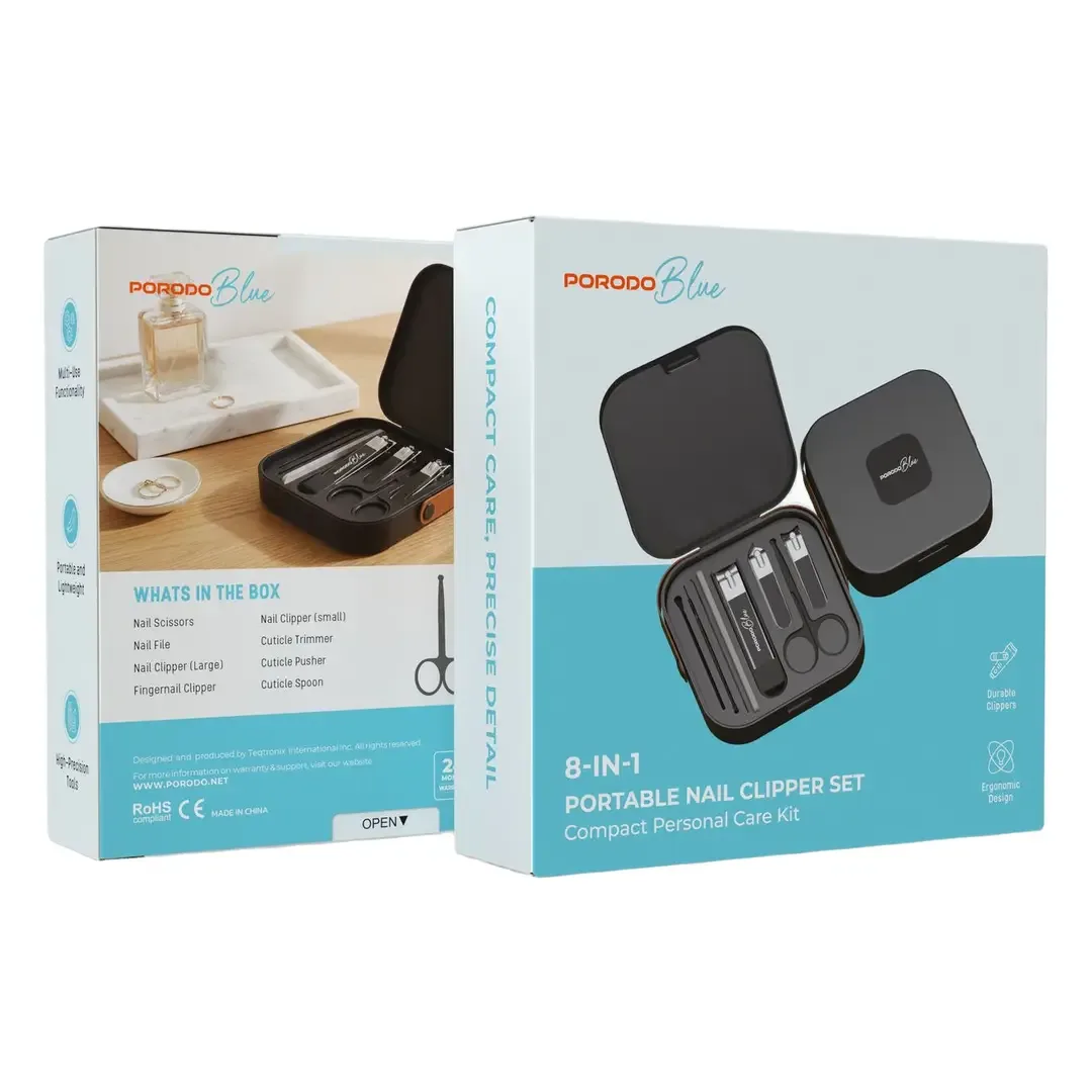 PORODO BLUE 8 IN 1 PORTABLE NAIL CLIPPER SET BLACK PB10BK thumbnail 3