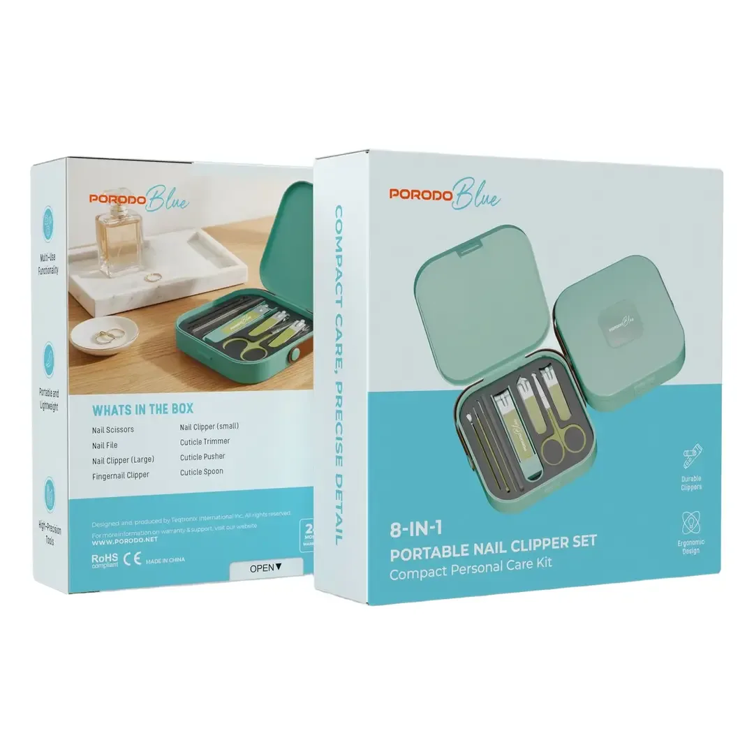 PORODO BLUE 8 IN 1 PORTABLE NAIL CLIPPER SET GREEN PB10GN thumbnail 3