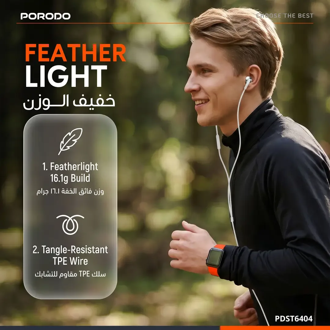 PORODO SOUNDTEC TRACE SEMI IN EAR STEREO EARPHONES WHITE PDST6404WH thumbnail 4