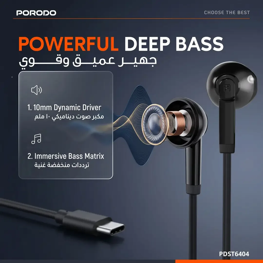 PORODO SOUNDTEC TRACE SEMI IN EAR STEREO EARPHONES WHITE PDST6404WH thumbnail 3