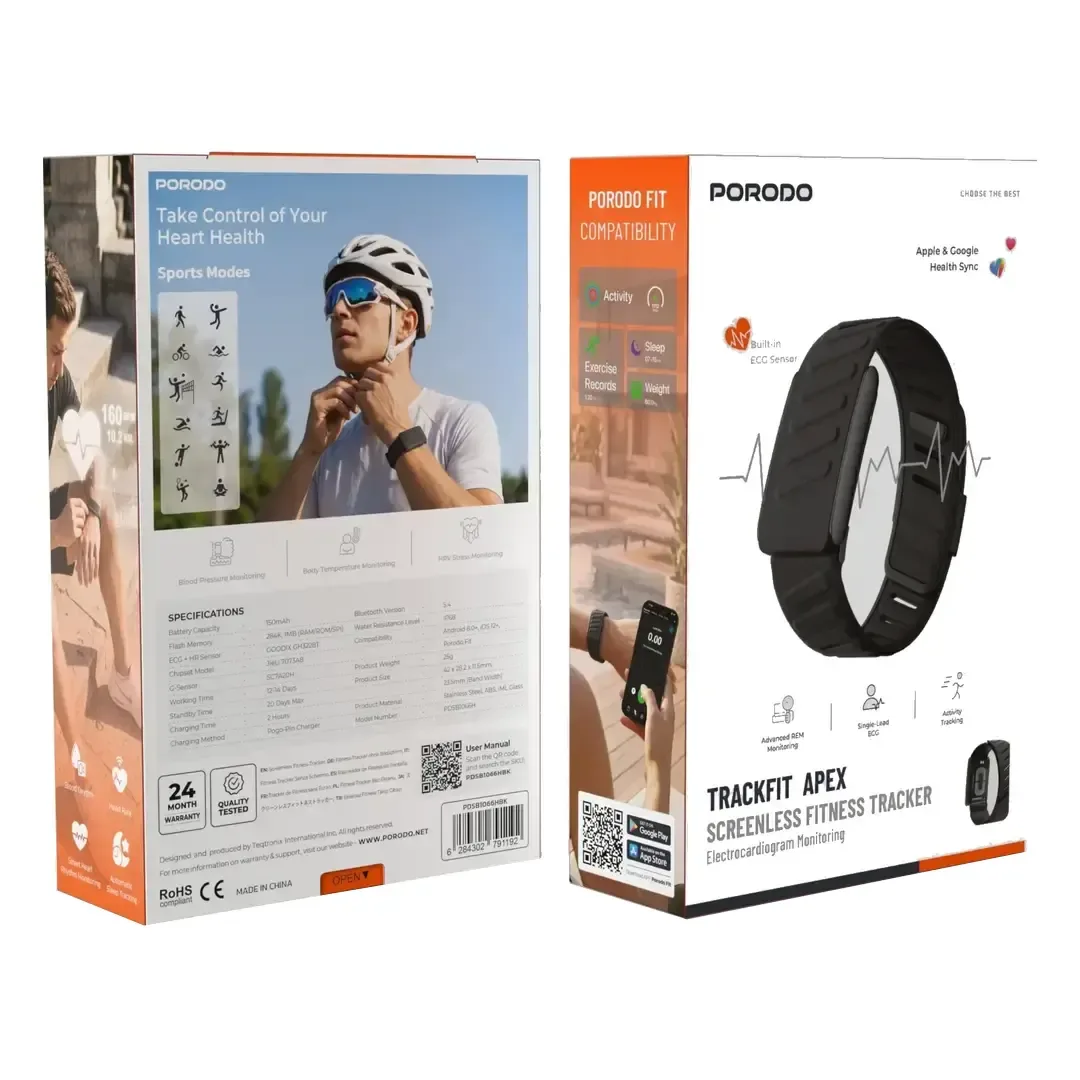 PORODO TRACKIT APEX SCREENLESS FITNESS TRACKER BLACK PDSB1066HBK thumbnail 6