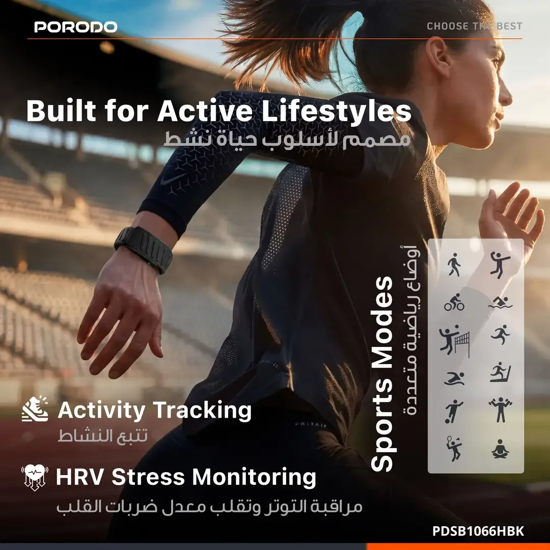 PORODO TRACKIT APEX SCREENLESS FITNESS TRACKER BLACK PDSB1066HBK thumbnail 5
