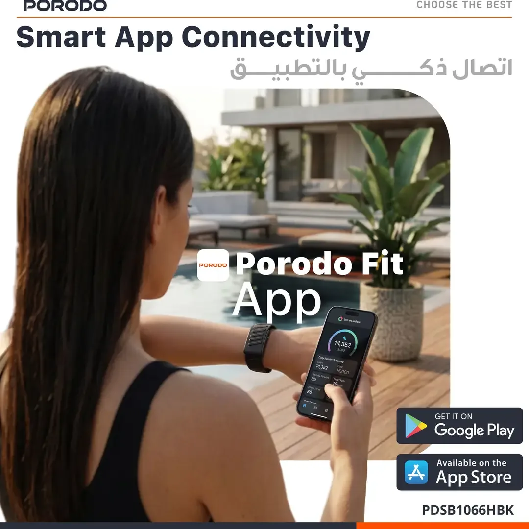 PORODO TRACKIT APEX SCREENLESS FITNESS TRACKER BLACK PDSB1066HBK thumbnail 2