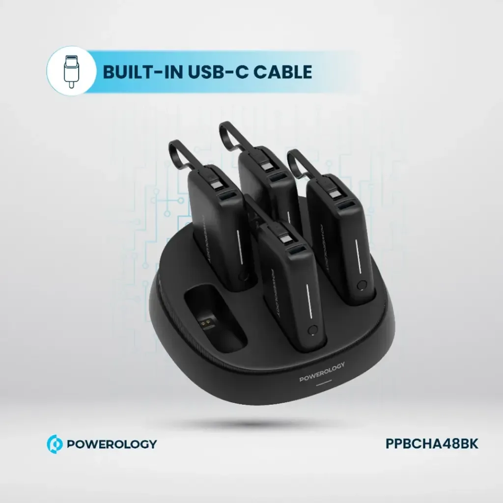 POWEROLOGY 5 IN 1 STATION 10000MAH PD 50W QC POWER BANK BLACK PPBCHA48BK thumbnail 8