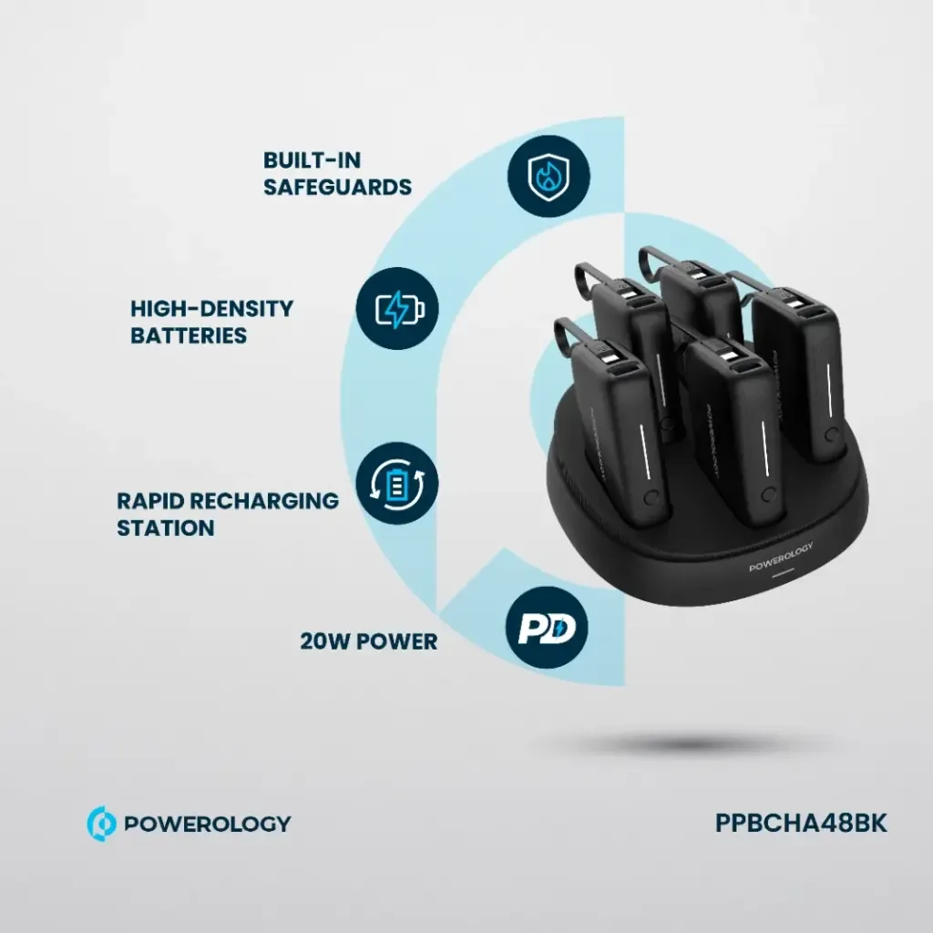 POWEROLOGY 5 IN 1 STATION 10000MAH PD 50W QC POWER BANK BLACK PPBCHA48BK thumbnail 6