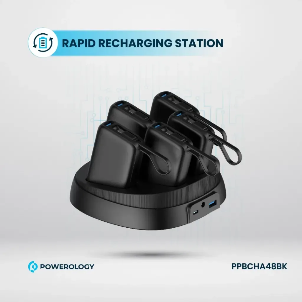 POWEROLOGY 5 IN 1 STATION 10000MAH PD 50W QC POWER BANK BLACK PPBCHA48BK thumbnail 3