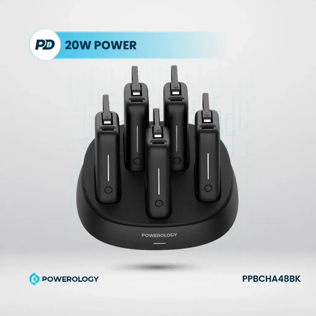 POWEROLOGY 5 IN 1 STATION 10000MAH PD 50W QC POWER BANK BLACK PPBCHA48BK thumbnail 12