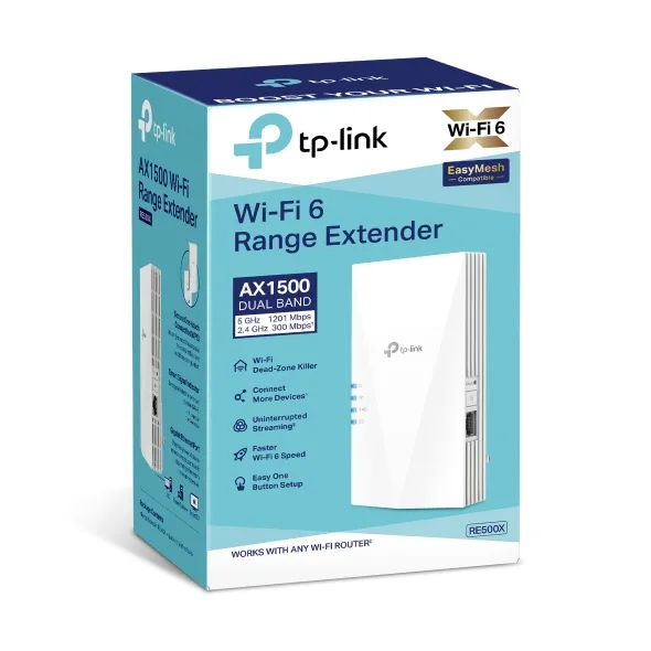 TP-LINK WIFI-6 RANGE EXTENDER AX1500 DUAL BAND RE500X thumbnail 3