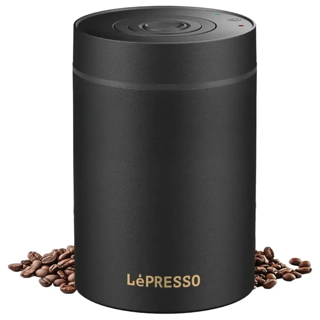 LEPRESSO BEAN VAULT VACUUM CONTAINER AUTO AIRTIGHT FOOD STORAGE BLACK LPCFFVSJBK