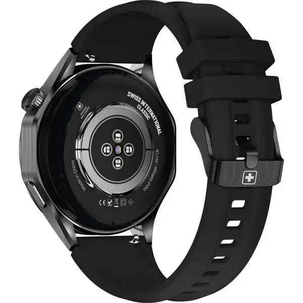 SWISS MILITARY SWISS INTERNATIONAL CLASSIC SMART WATCH SILICONE STRAP BLACK SM-WCH-INTL-CLASS-BLKM-BLKS thumbnail 4