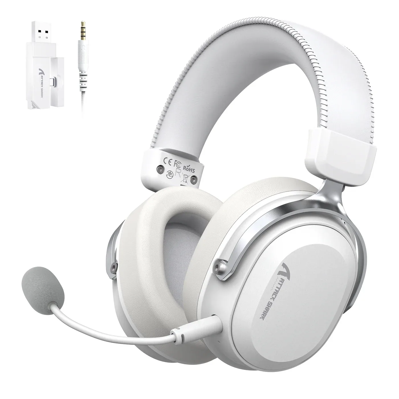 ATTACK SHARK TRI MODE WIRELESS GAMING HEADSET WHITE SILVER L30 PRO