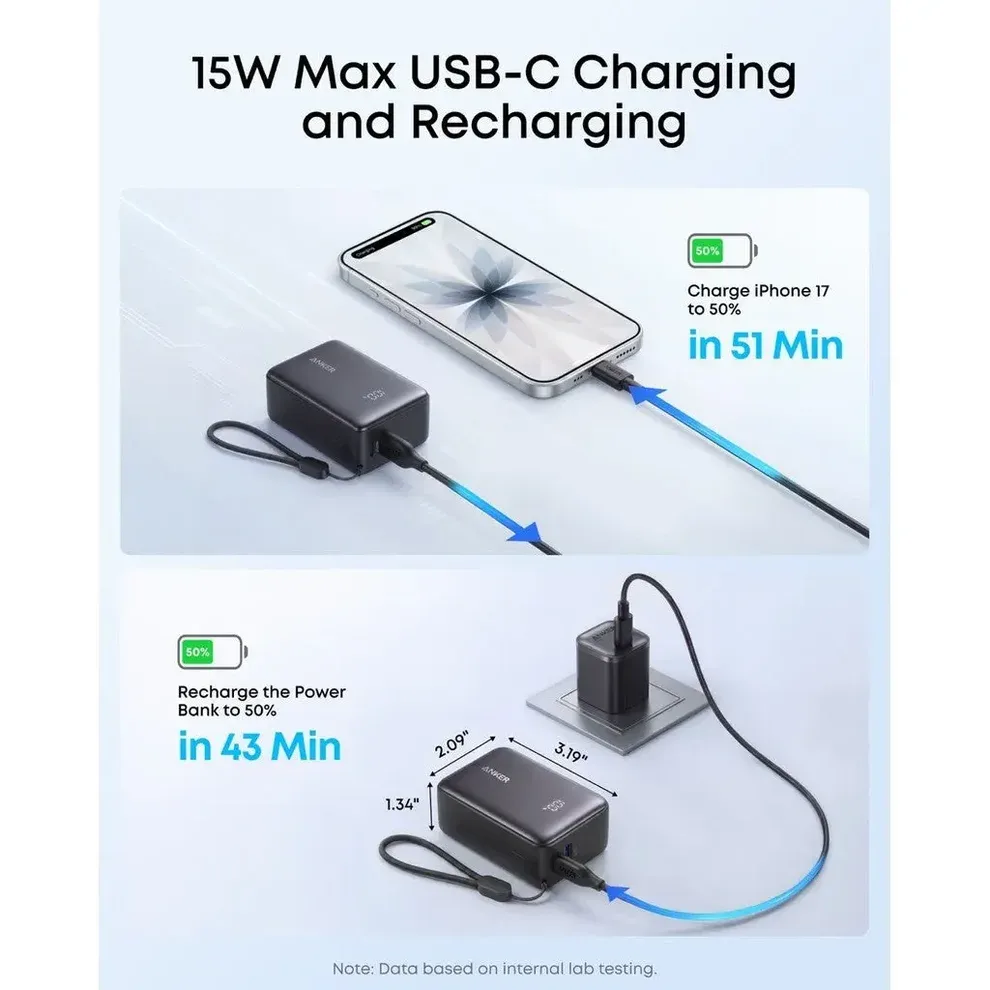 ANKER ZOLO POWER BANK BUILT FOR ENDURANCE 5000MAH 15W BLACK A110KH11 thumbnail 5