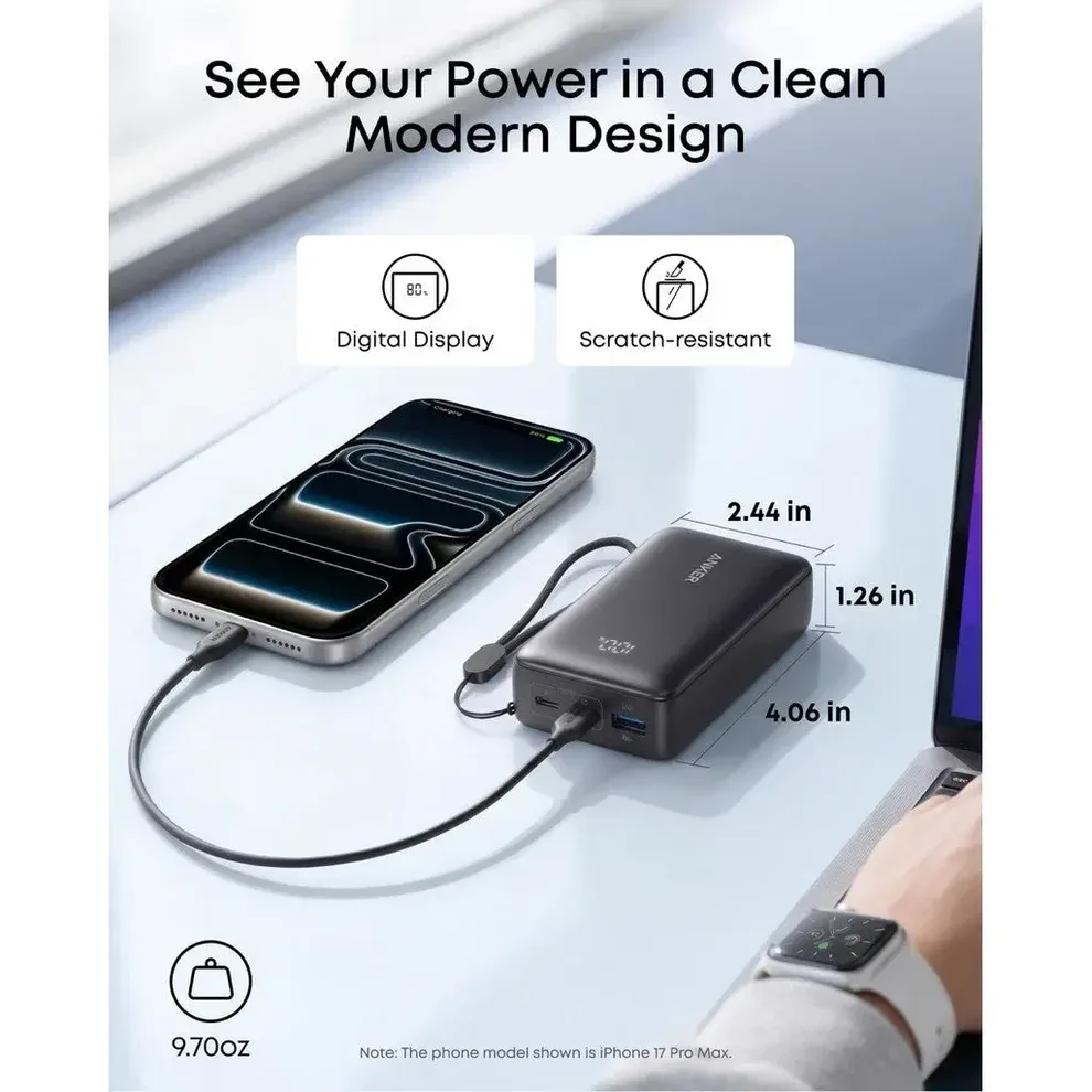 ANKER ZOLO POWER BANK BUILT FOR ENDURANCE 10000MAH 30W BLACK A110JH11 thumbnail 7