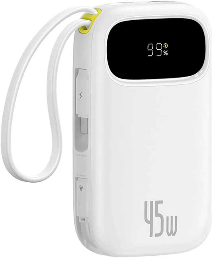 BASEUS ENERFILL FC31 QPOW 3 POWER BANK WITH BUILT IN USB C +IP CABLES 20000MAH 45W MOON WHITE E0028D01 thumbnail 2