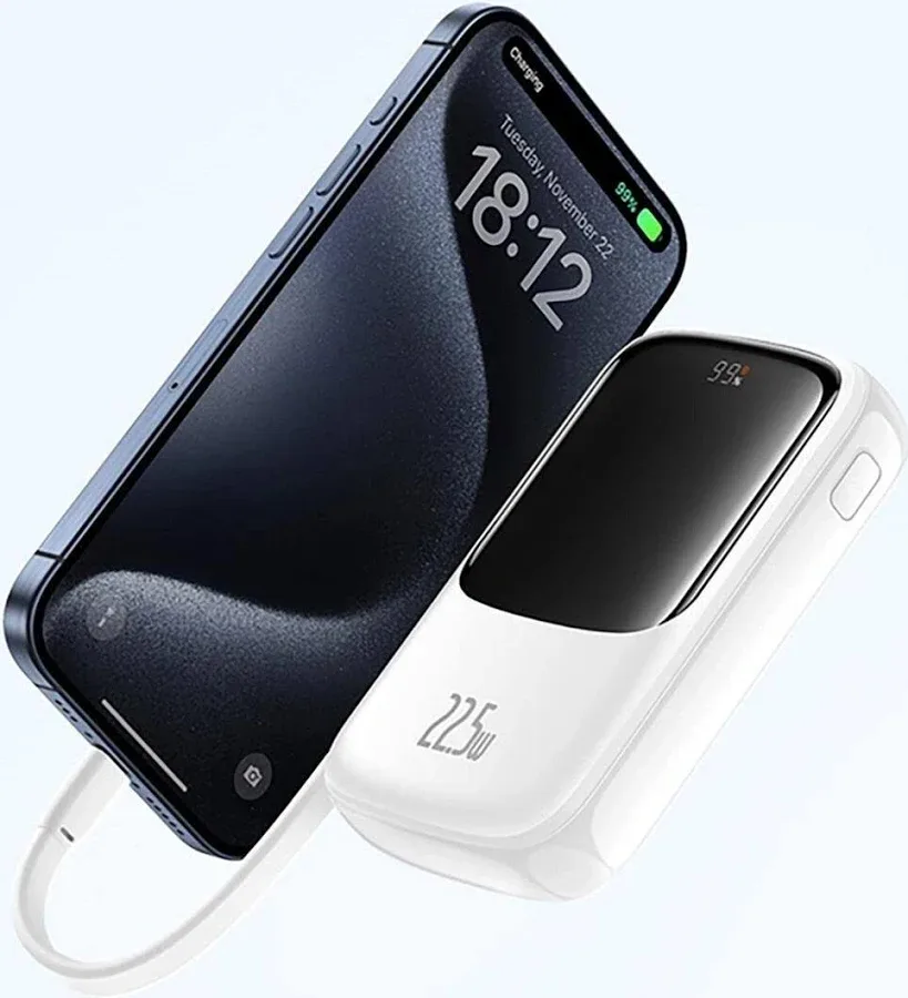 BASEUS QPOW PRO+ DUAL DIGITAL DISPLAY FAST CHARGING POWER BANK 20000MAH 22.5W MOON WHITE P10067103213 thumbnail 5