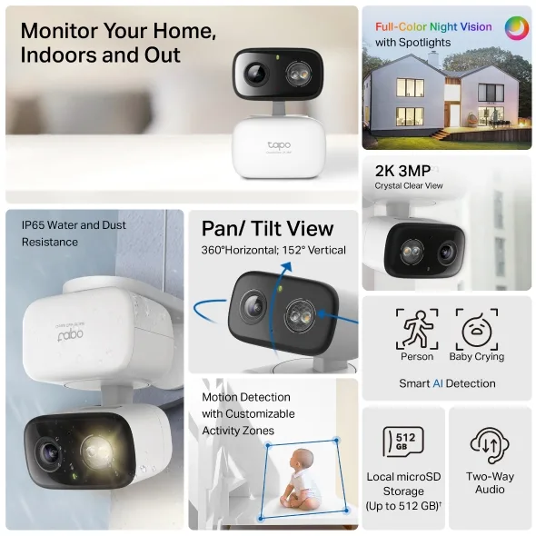 TP-LINK TAPO 2K RESOLUTION INDOOR-OUTDOOR PAN-TILT SECURITY WI-FI CAMERA TAPO C216 thumbnail 14