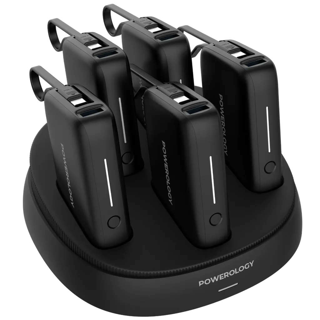 POWEROLOGY 5 IN 1 STATION 10000MAH PD 50W QC POWER BANK BLACK PPBCHA48BK