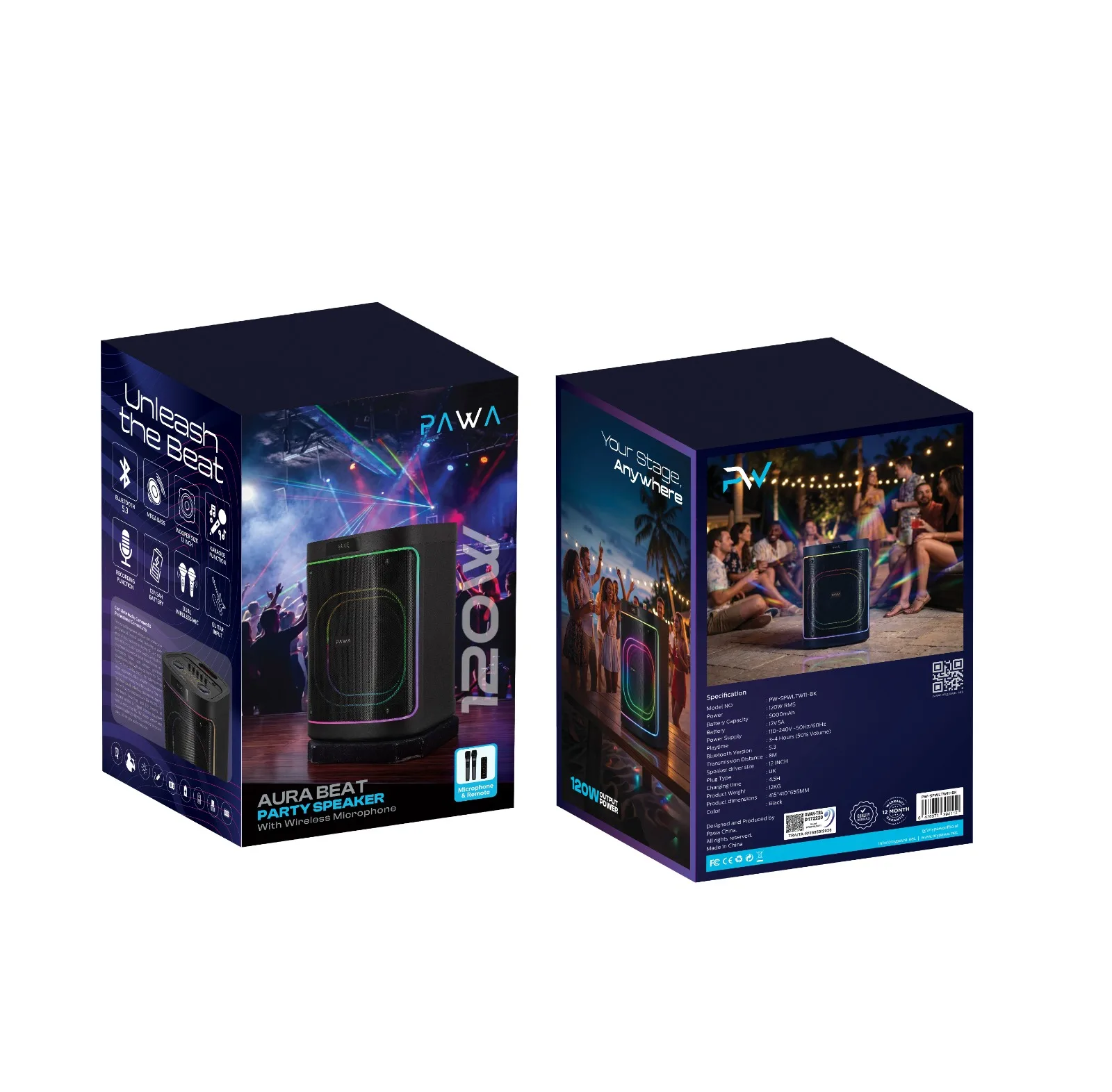 PAWA AURA BEAT PARTY SPEAKER WITH WIELESS MICROPHONR BLACK PW-SPWLTW11-BK thumbnail 3