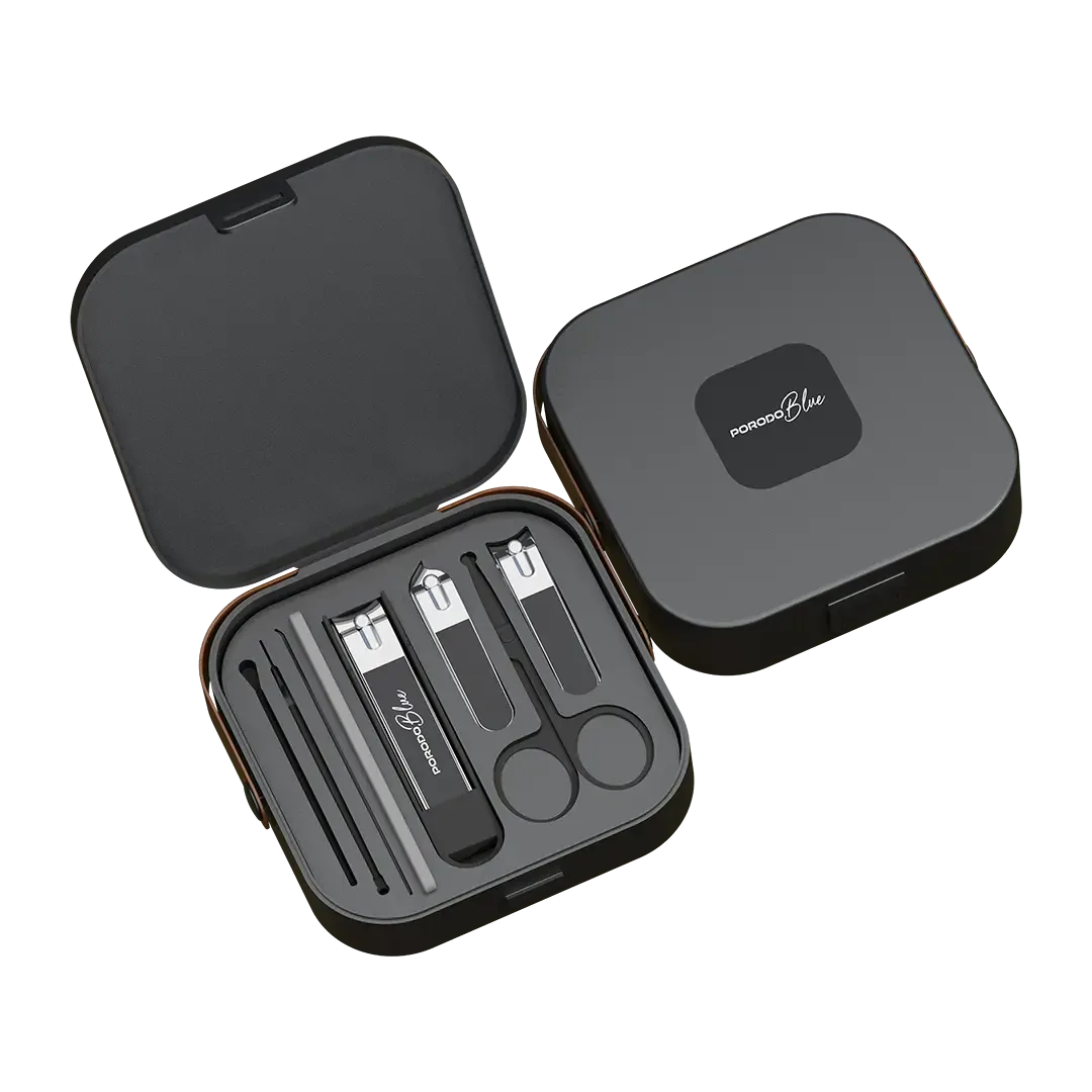PORODO BLUE 8 IN 1 PORTABLE NAIL CLIPPER SET BLACK PB10BK